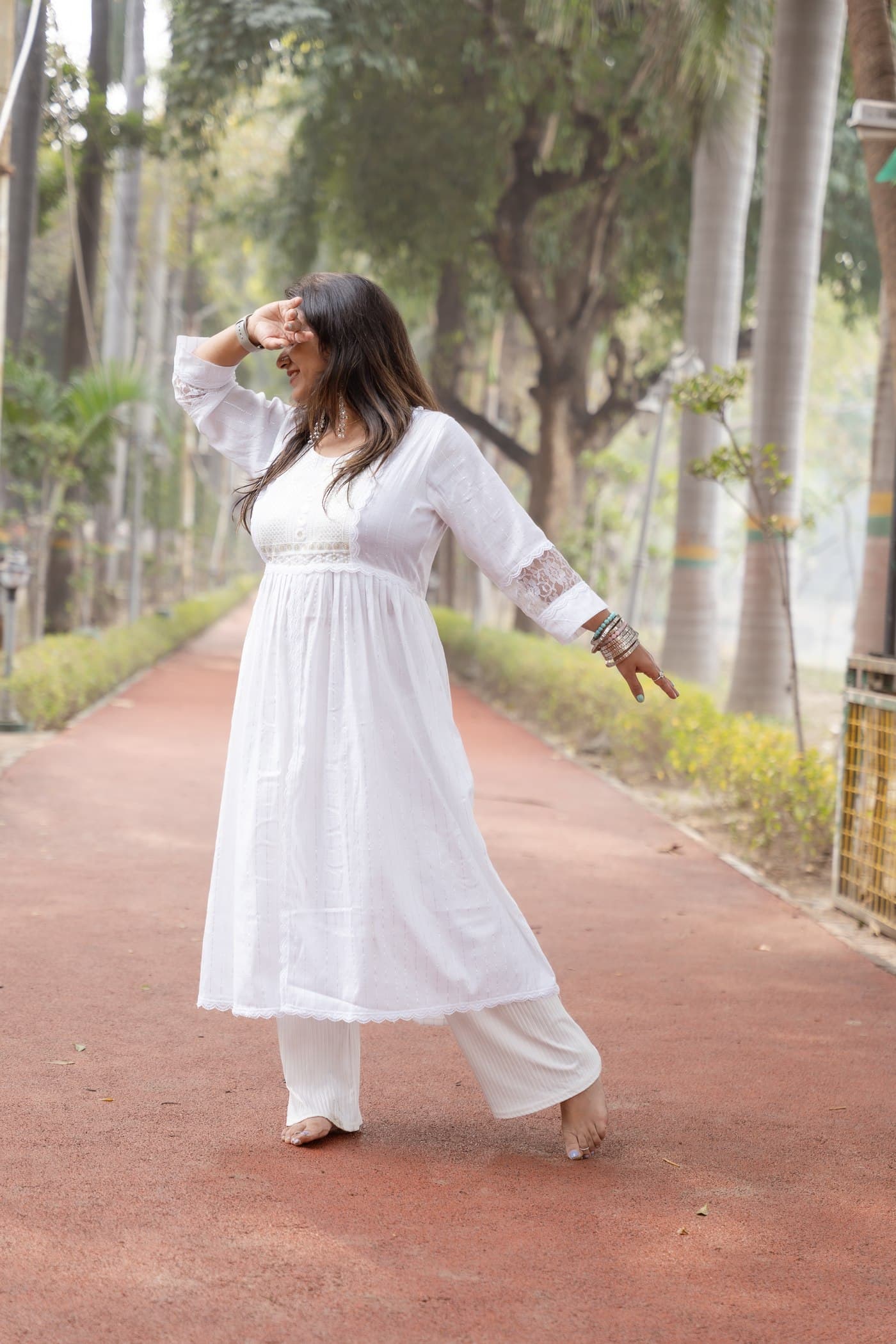 Ivory Lace Kurta Set