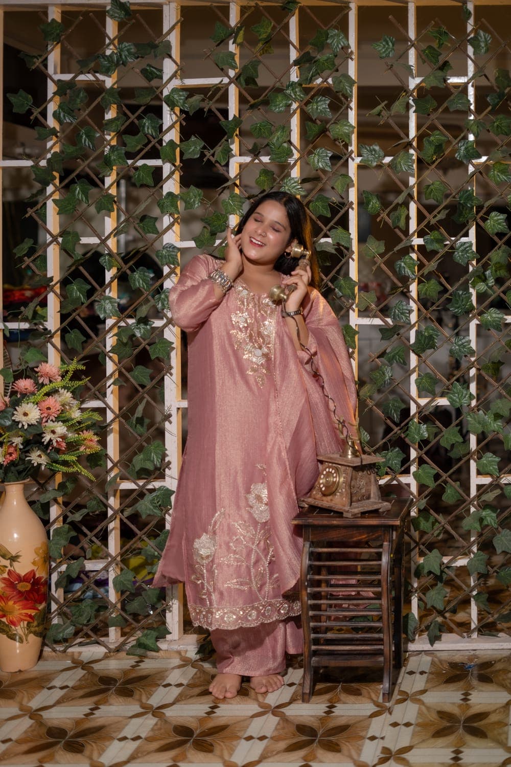 Pink Suit With Handwork