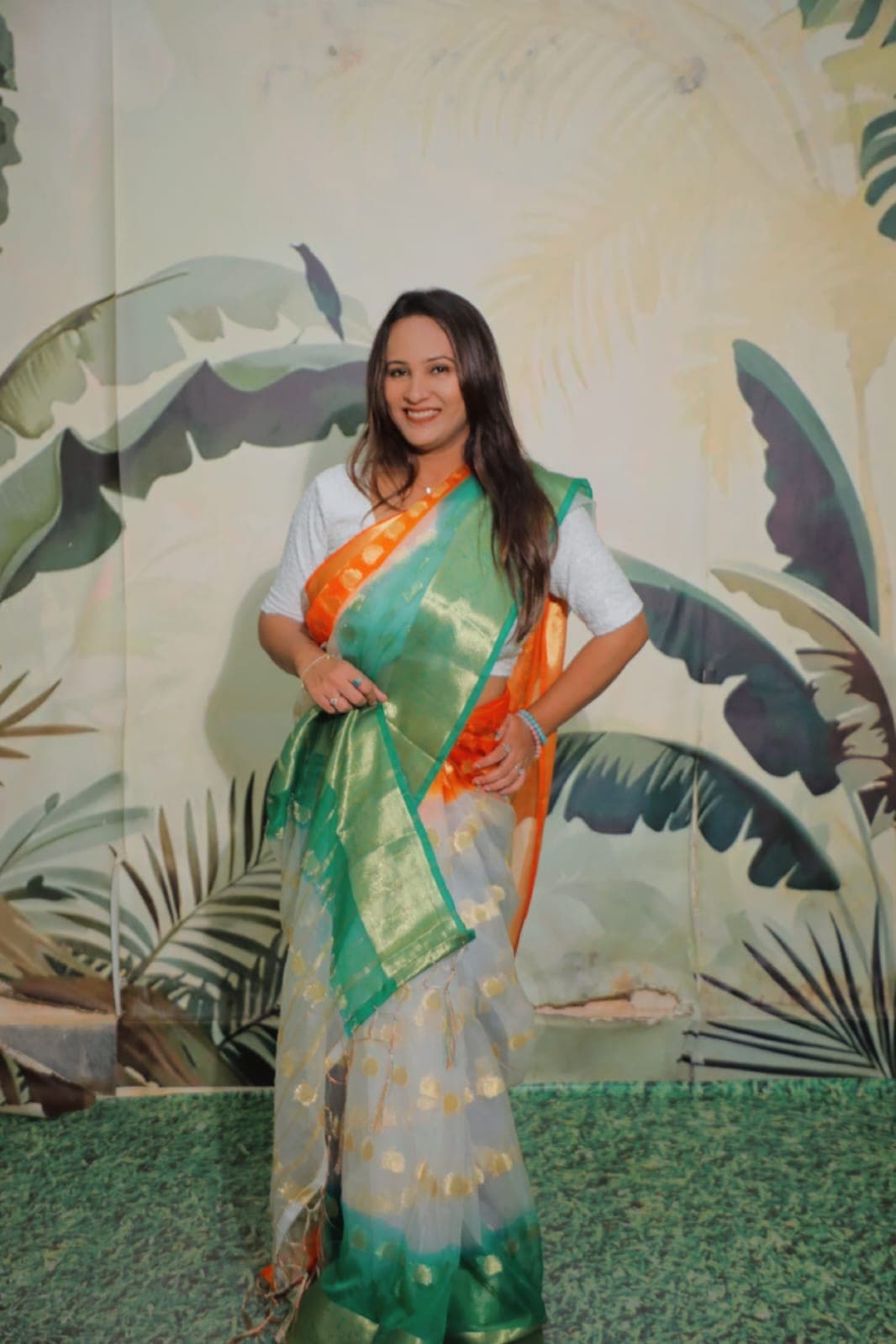 Tricolour Organza Saree