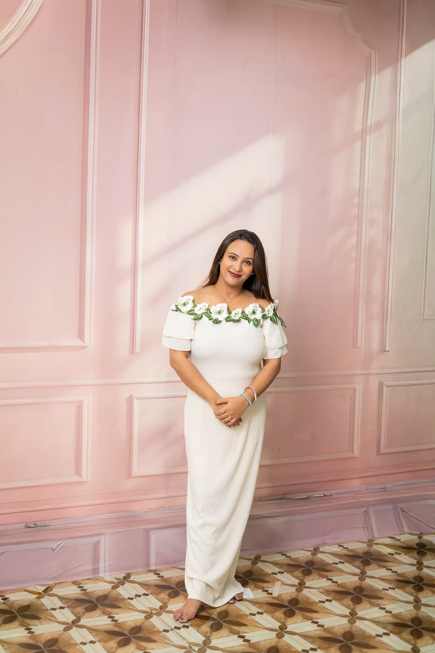 Ivory Petal Off-Shoulder Gown