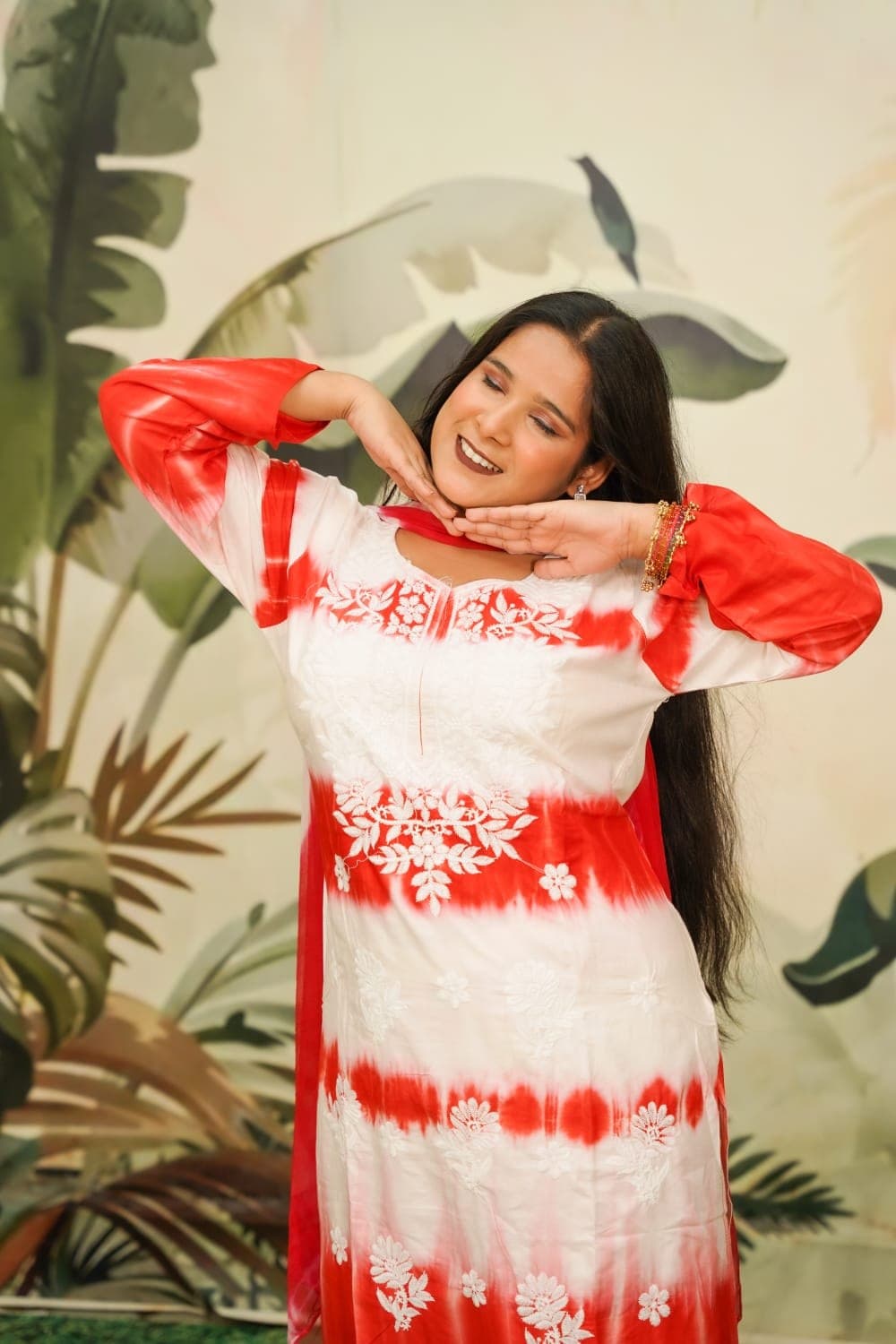 Crimson Tie-Dye Kurta Set