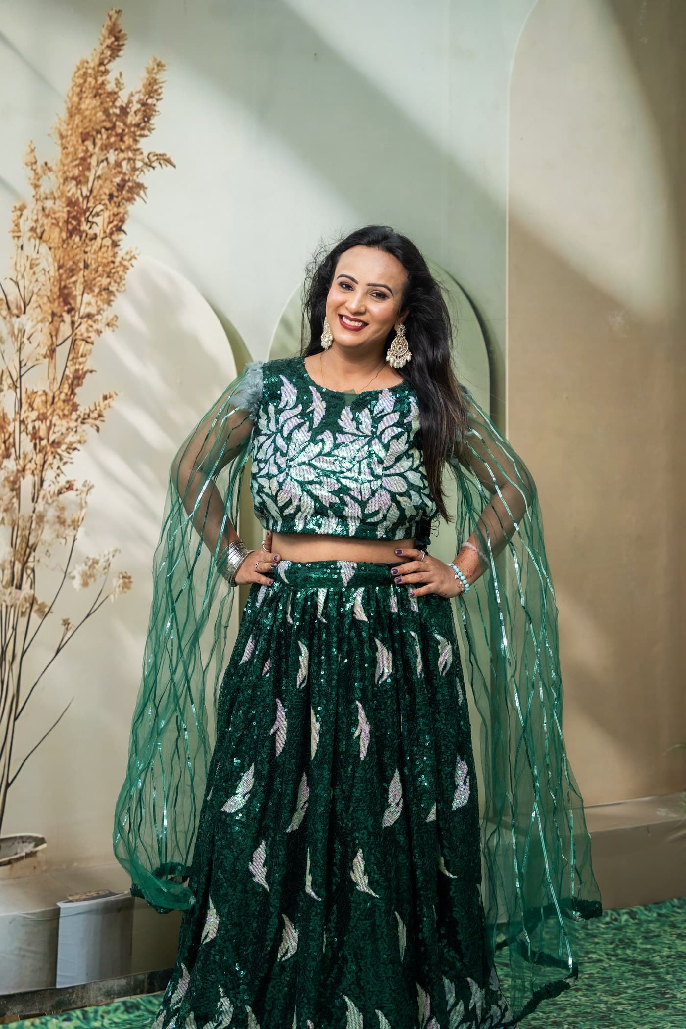 Emerald Shimmer Lehenga