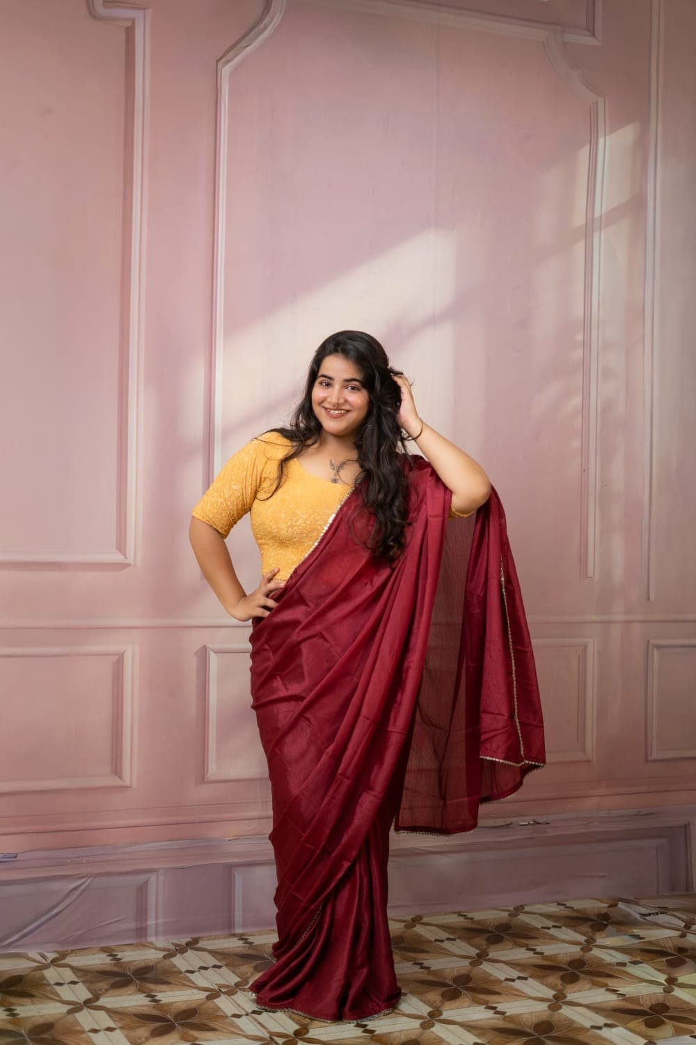 Rosewood Satin Saree